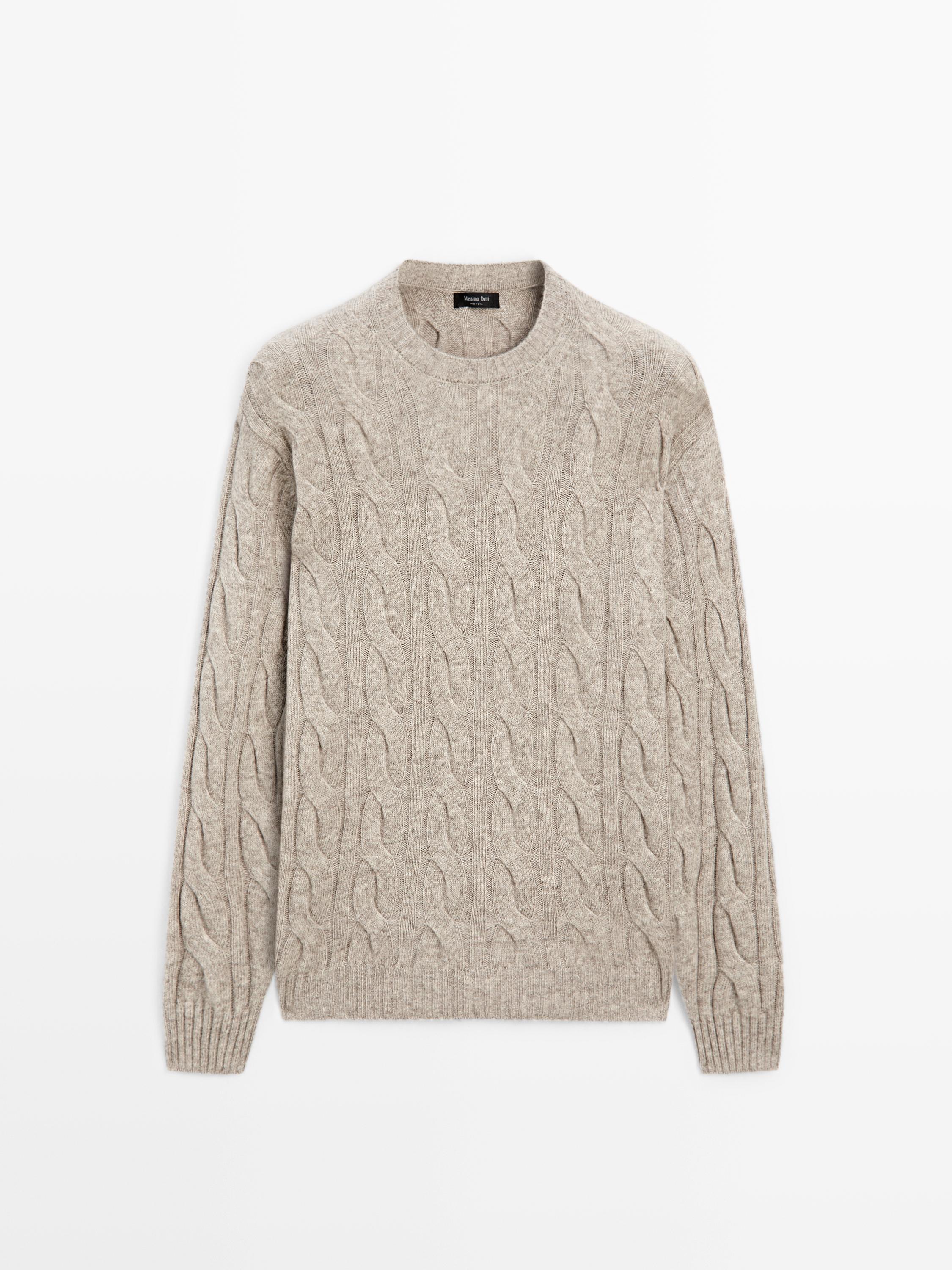 Cable-knit wool blend sweater